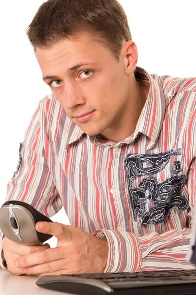 Guy at computer — Stock Photo, Image