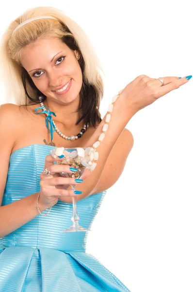 Cute girl with glass — Stock Photo, Image
