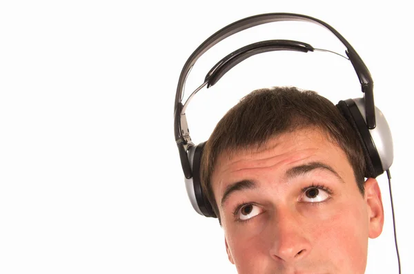 Cara com fones de ouvido — Fotografia de Stock