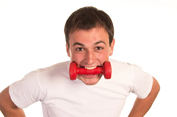 Man with dumb bell — Stock Photo, Image