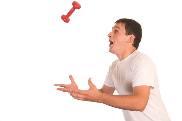 Guy with dumb bell — Stock Photo, Image