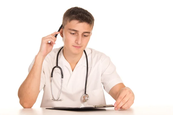 Smart doctor at table — Stock Photo, Image