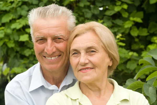 Cute old couple at nature — Stock Photo, Image
