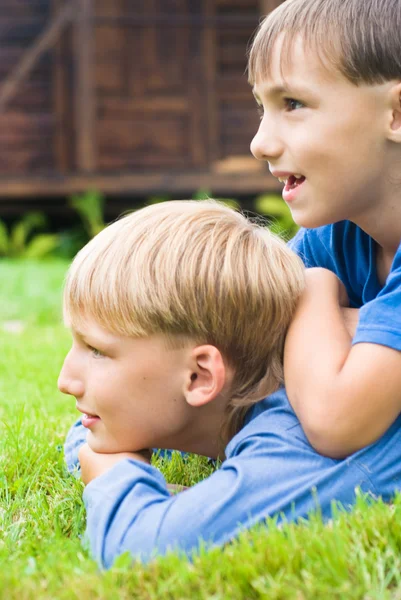 Due fratelli sull'erba — Foto Stock