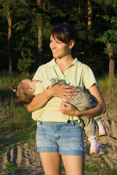 stock image Mom with baby at nature