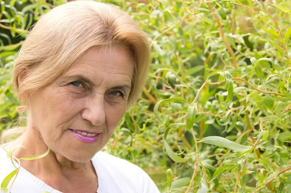 Yaşlı bir kadın bitkiler — Stok fotoğraf