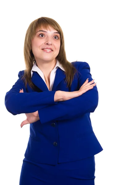 Frau im blauen Anzug — Stockfoto