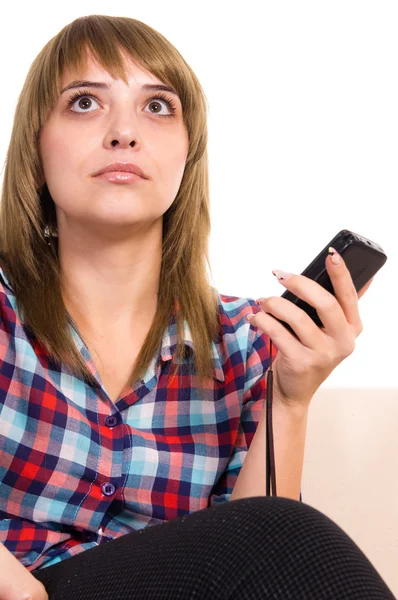 Menina com celular — Fotografia de Stock