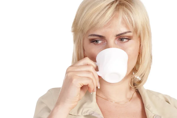 Cute woman with a cup — Stock Photo, Image