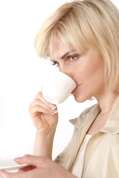 Cute woman with a cup — Stock Photo, Image