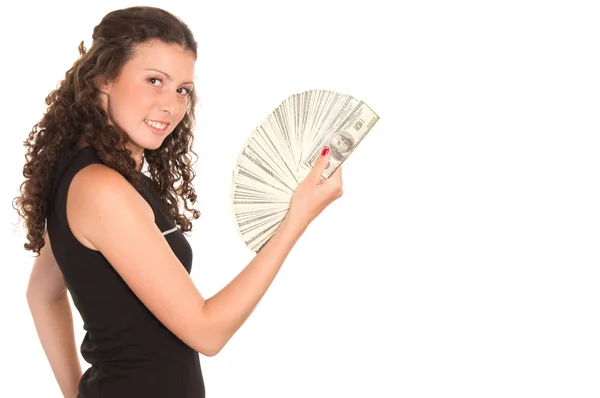 Kobieta z pieniędzmi — Zdjęcie stockowe