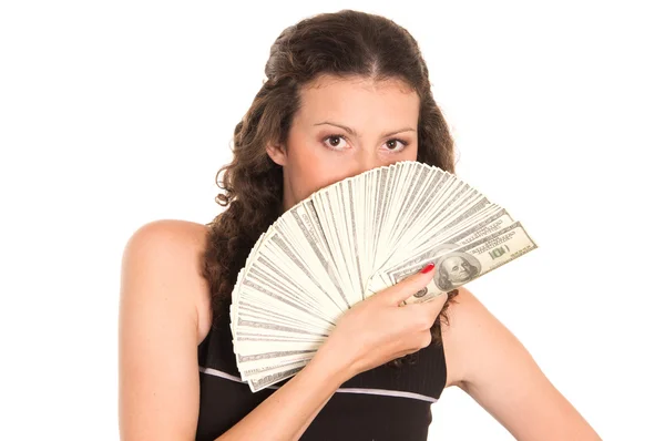 Женщина с деньгами — стоковое фото