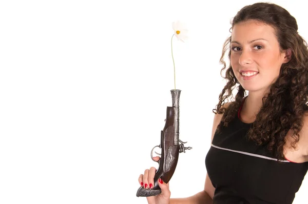 Женщина с оружием — стоковое фото