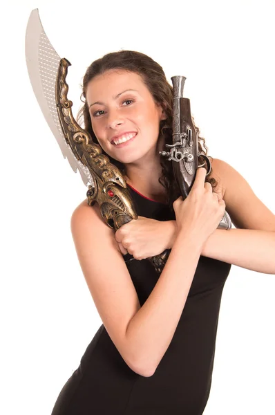 Woman with weapon — Stock Photo, Image