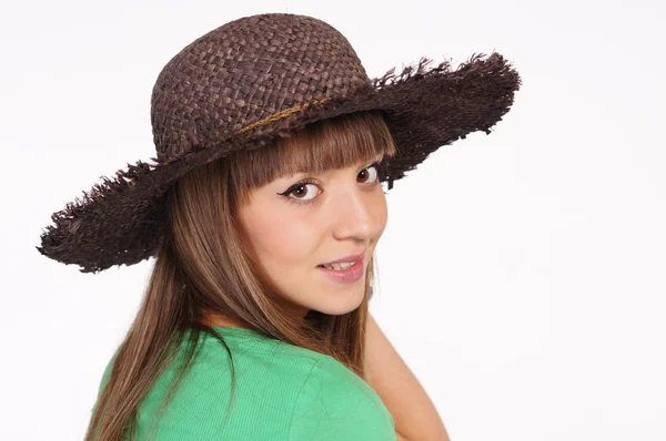 Linda chica en sombrero — Foto de Stock