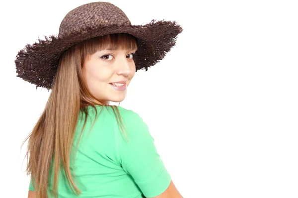 Lány kalapban — Stock Fotó