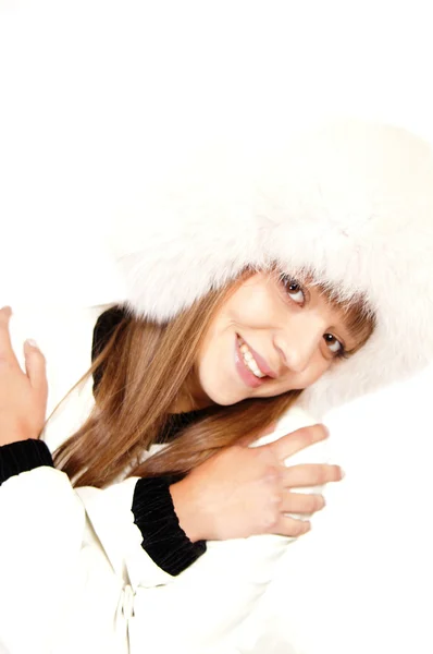 Κορίτσι στο λευκό καπέλο — Φωτογραφία Αρχείου