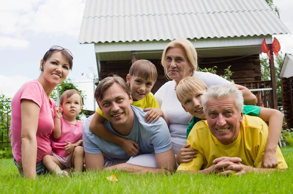 Family of a seven outdoors — Stock Photo, Image