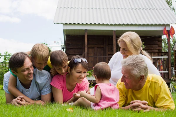 Family of a seven outdoors — Stock Photo, Image