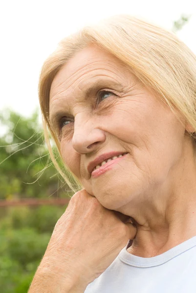 Old nice woman outside — Stock Photo, Image