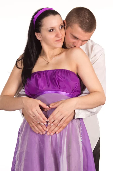 Hombre feliz con mujer embarazada —  Fotos de Stock