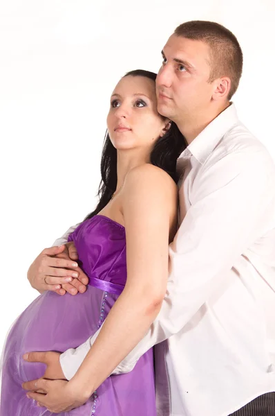 Ευτυχισμένος άνθρωπος με την έγκυο γυναίκα — Φωτογραφία Αρχείου