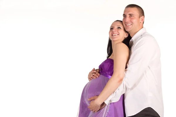 Щасливий чоловік з вагітною жінкою — стокове фото