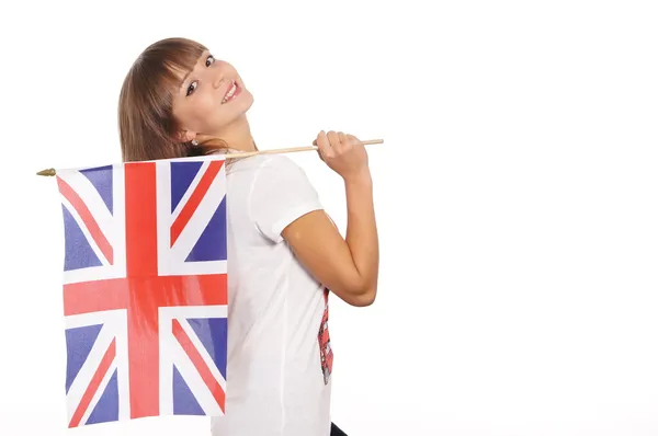 Девушка с английским флагом — стоковое фото