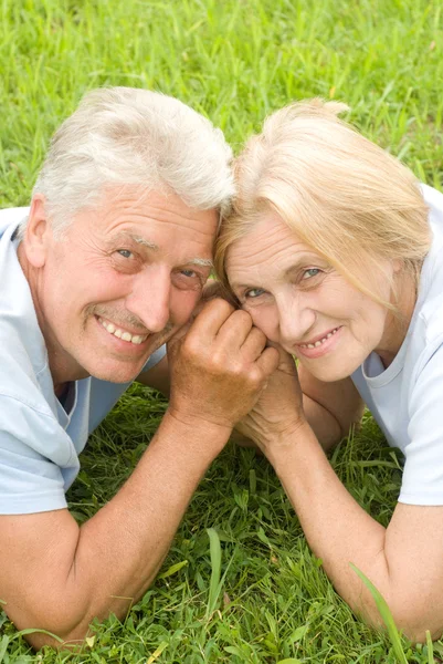 老年的夫妇在草 — 图库照片