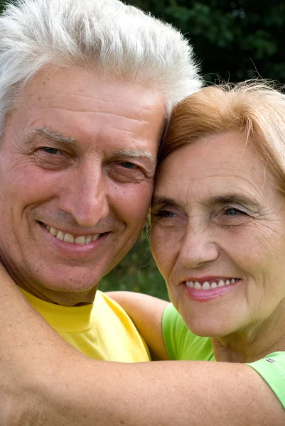 Aged couple at nature — Stock Photo, Image
