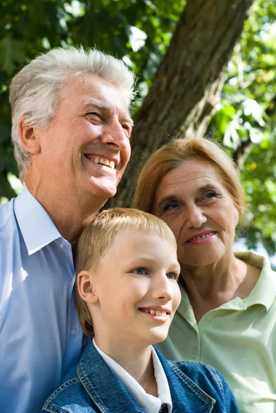 Fiú és a nagyszülők — Stock Fotó