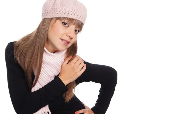 Mädchen mit Hut und Schal — Stockfoto