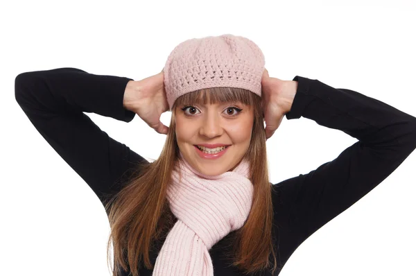 Mädchen mit Hut und Schal — Stockfoto