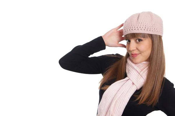 Dívka s kloboukem a šátek — Stock fotografie