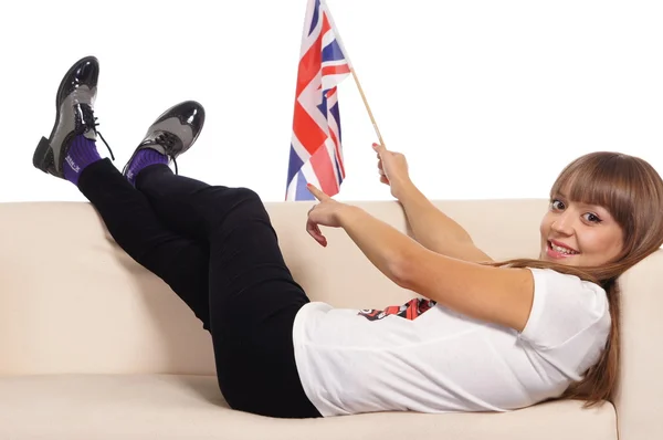 Englsih Mädchen auf dem Sofa — Stockfoto