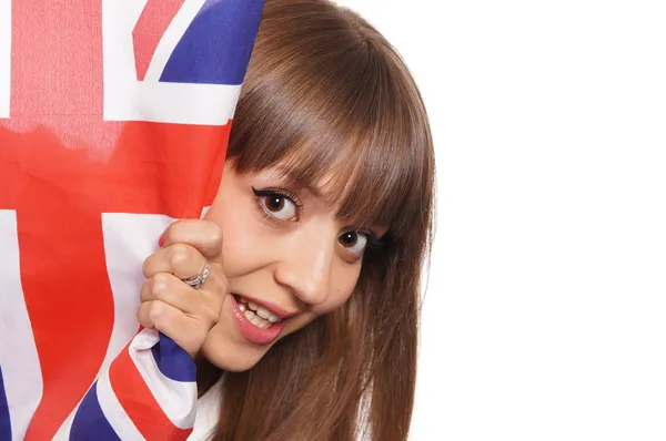 Chica con bandera inglesa —  Fotos de Stock
