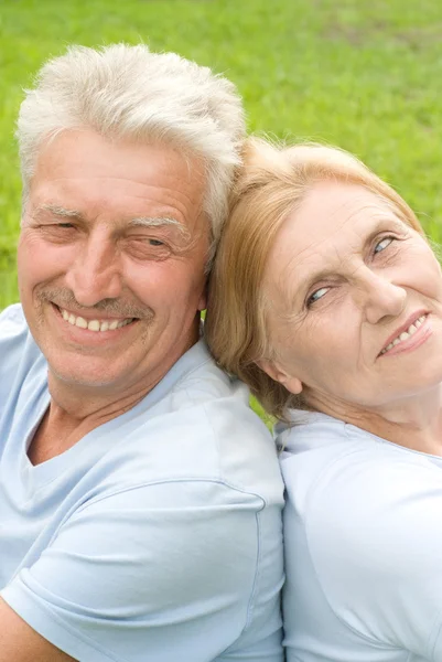Old couple at grass — Stock Photo, Image