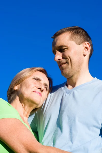 stock image Man with mom at sky