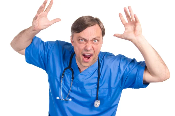 Doctor en bata azul — Foto de Stock