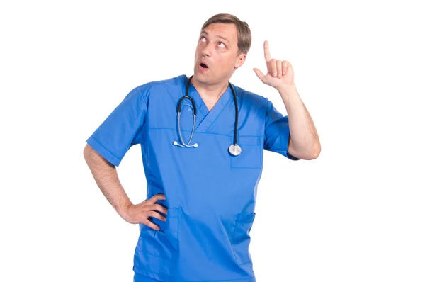 Доктор в блакитному халаті — стокове фото