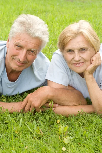 草で高齢者のカップル — ストック写真