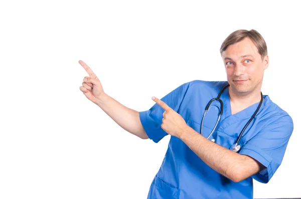 Pěkný doktor na bílém pozadí — Stock fotografie