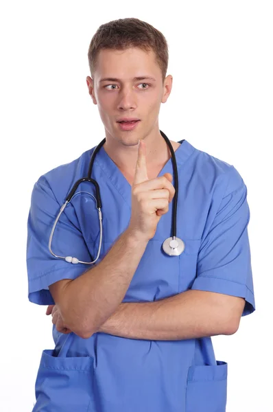 Mladý doktor na bílém pozadí — Stock fotografie