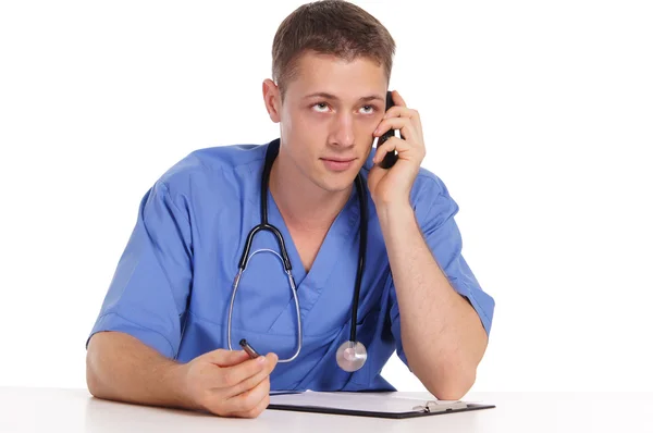 Arzt mit Telefon — Stockfoto