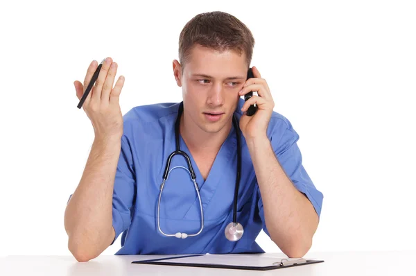 Doutor com telefone — Fotografia de Stock
