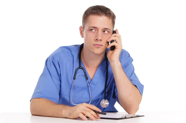 Doctor with a telephone — Stock Photo, Image