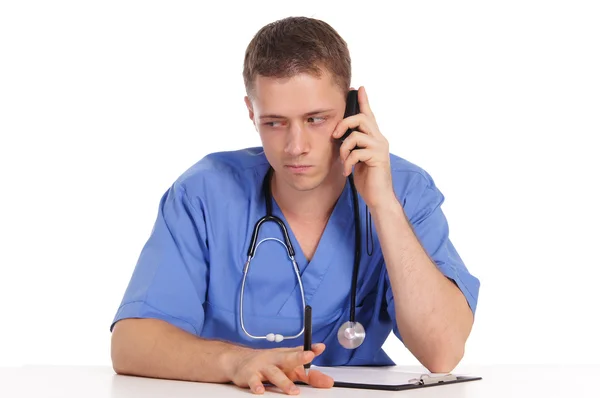 Doctor with a telephone — Stock Photo, Image