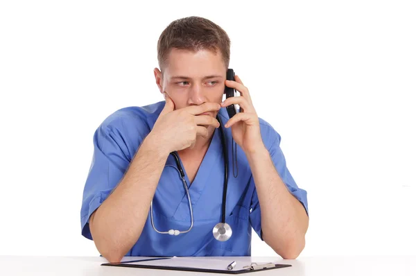 Médico e telefone — Fotografia de Stock