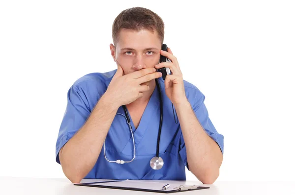 Médico e telefone — Fotografia de Stock