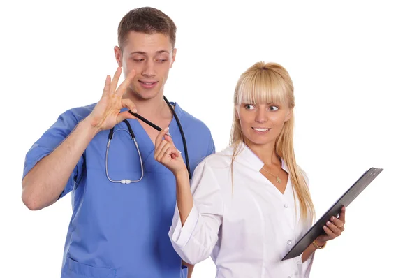 Cute doctor and nurse — Stock Photo, Image